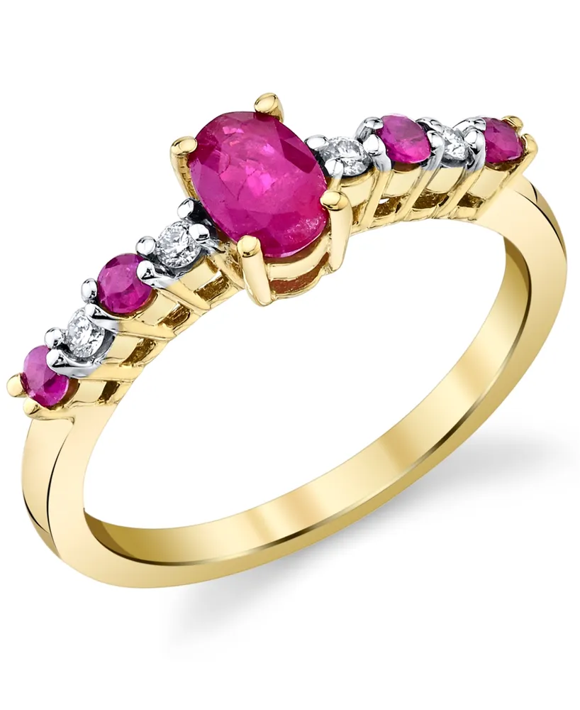 Ruby (3/4 ct. t.w.) & Diamond (1/20 ct. t.w.) Ring in 10k Gold