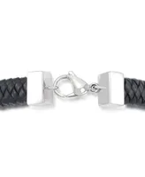 Andrew Charles by Andy Hilfiger Men's Skull Link Leather Bracelet in Stainless Steel