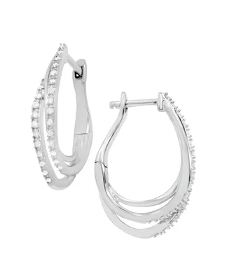 Diamond Triple Row Hoop Earrings (1/10 ct. t.w.) In Sterling Silver