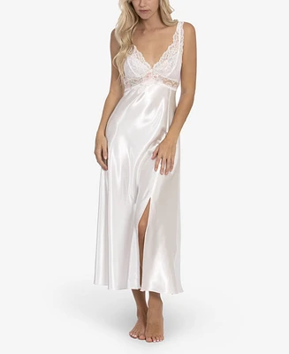 Linea Donatella Women's Bridal Bouquet Solid Satin Charmeuse Gown Lingerie