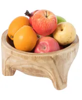 Burned Wood Carved Small Serving Fruit Bowl Bread Basket