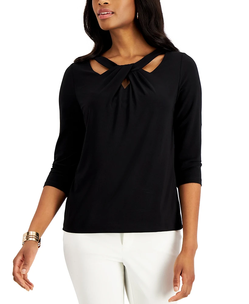 Kasper Twist-Neck Top