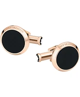 Montblanc Men's Meisterstuck Red-Gold Stainless Steel and Onyx Inlay Cuff Links