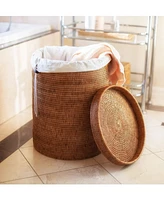Artifacts Rattan Round Hamper with Lid and Cloth Liner
