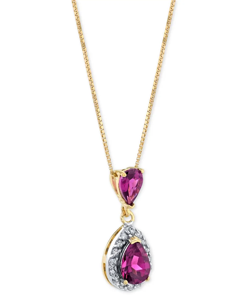 Rhodolite Garnet (1-1/3 ct. t.w.) & Diamond (1/6 ct. t.w.) 18" Pendant Necklace in 14k Gold