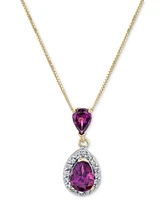 Rhodolite Garnet (1-1/3 ct. t.w.) & Diamond (1/6 ct. t.w.) 18" Pendant Necklace in 14k Gold