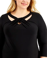 Kasper Plus Twist-Neck Top