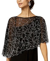 Msk Women's Boat-Neck Embellished-Cape Jersey-Knit Gown