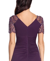 Xscape Beaded-Sleeve Gown