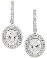 Arabella Cubic Zirconia Dangle Hoop Earrings in Sterling Silver