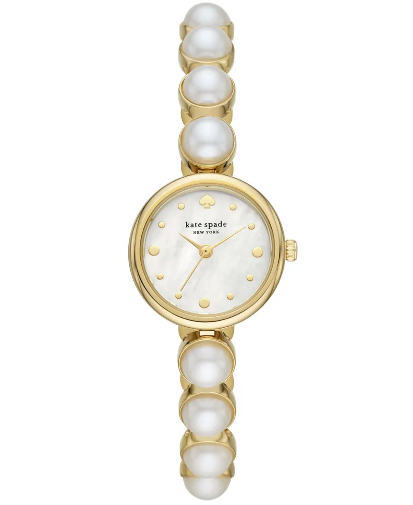 kate spade new york Monroe Gold-Tone Stainless Steel & Faux Pearl Bracelet Watch 24mm