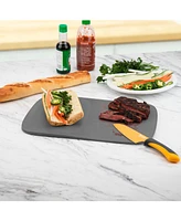 Tovolo Hi-Low Cutting Board, Food Prep Mat for Multiple Ingredients, Large Non-Slip Flexible Cutting Mat with Raised Section