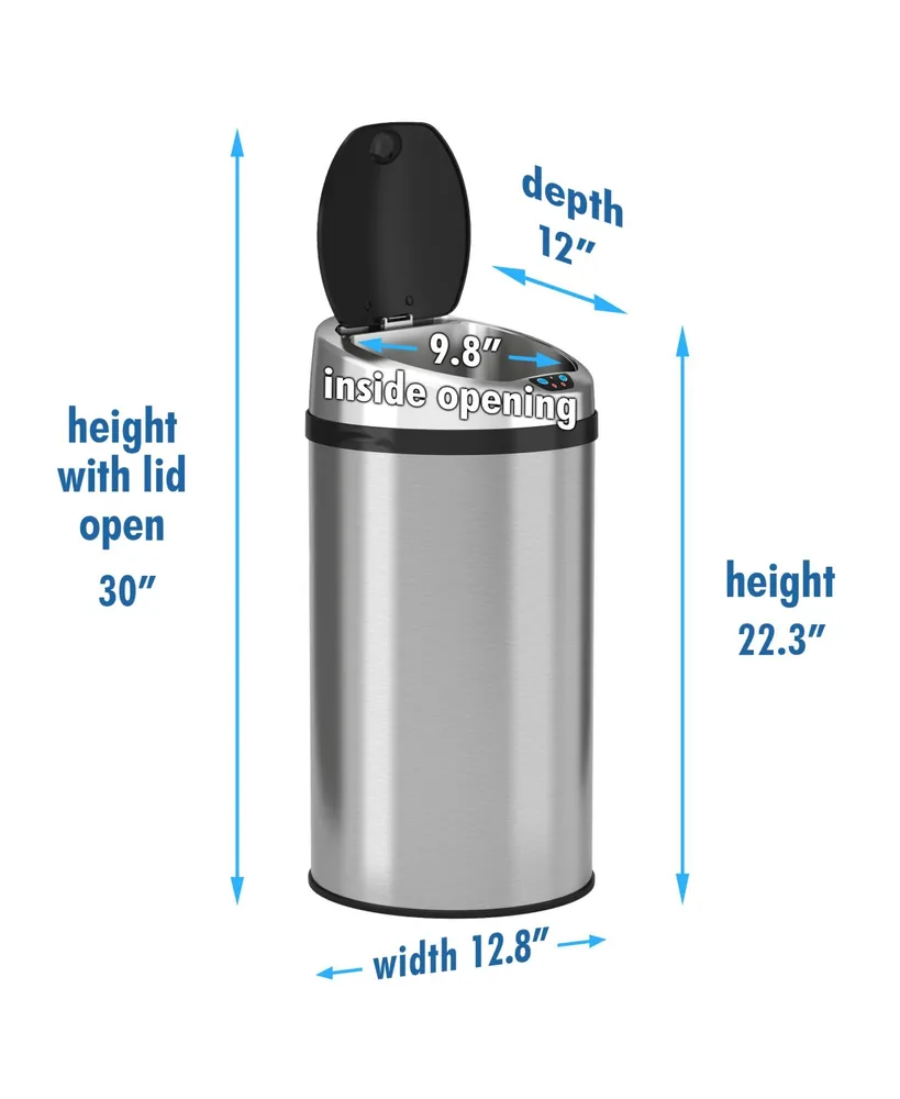 iTouchless 8 Gallon Round Sensor Trash Can with Deodorizer, Stainless Steel