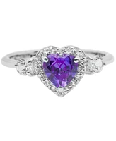 Amethyst (5/8 ct.t.w.) and White Topaz (1/2 ct.t.w.) 'I Love You' Message Ring in Sterling Silver