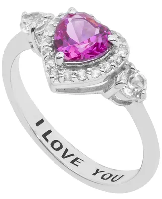 Women's Heart 'I Love You' Message Ring in Sterling Silver