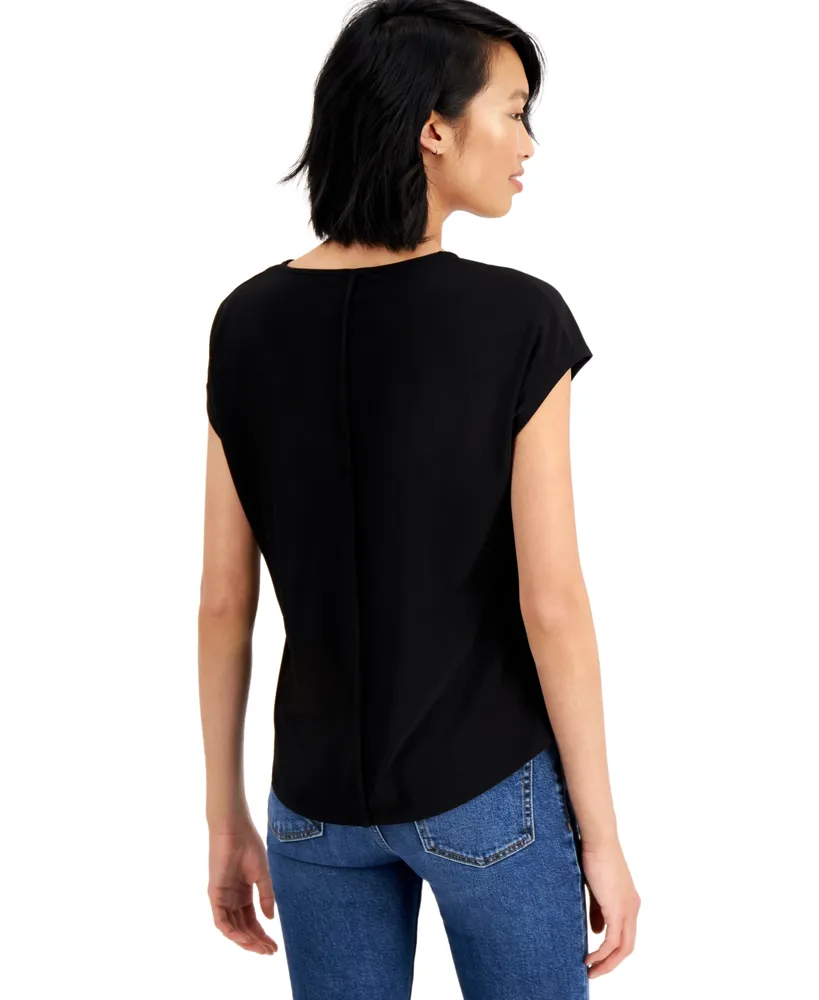 Bar Iii Women's Seamed V-Neck Top, Created For Macy's