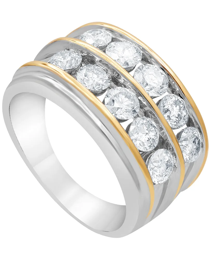 Men's Diamond Two Row Band (3 ct. t.w.) 10k Gold & White 