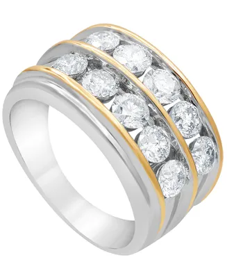 Men's Diamond Two Row Band (3 ct. t.w.) in 10k Gold & White Gold - Two
