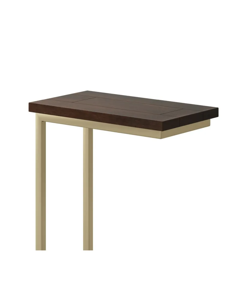 Skyler Solid Mango Wood C Side Table - Dark Brown and Gold