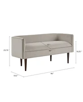 Madison Park Farrah 49"W Velvet Upholstered Accent Bench with Low Back and Sides