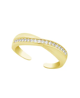 And Now This Cubic Zirconia Crossover Toe ring Gold Plate or Silver