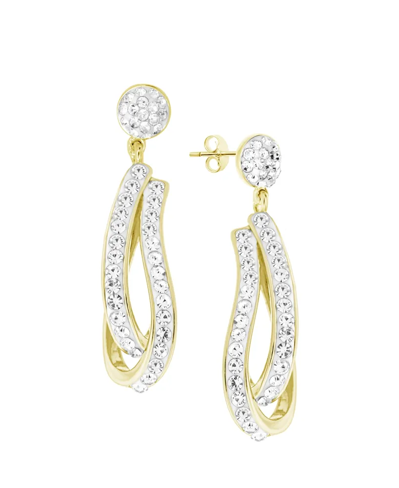 Crystal Double teardrop Earring in Gold Plate