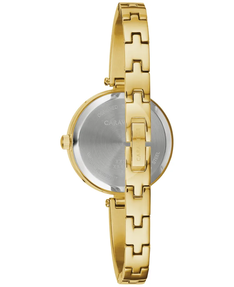 Caravelle Women's Gold-Tone Stainless Steel Bangle Bracelet Watch 26mm Gift Set