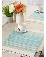 Design Imports Fringed Stripe Table Toppers, 13" x 20", Set of 6