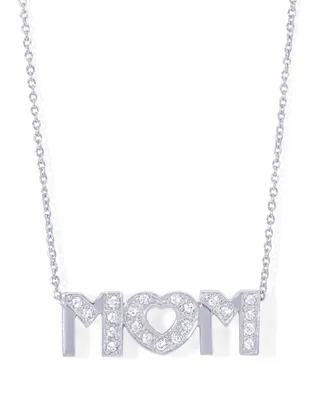 Cubic Zirconia Mom Pendant 18" Necklace in Silver Plate