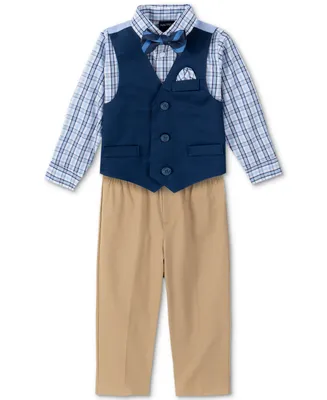 Nautica Baby Boys Shirt, Solid Twill Vest, Pants & Bowtie Set