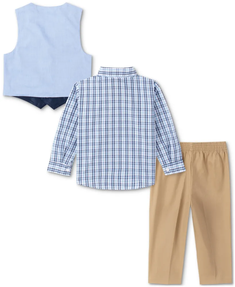 Nautica Baby Boys Shirt, Solid Twill Vest, Pants & Bowtie Set