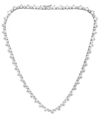 Cubic Zirconia Round Graduated 18" Necklace in Silver Plate