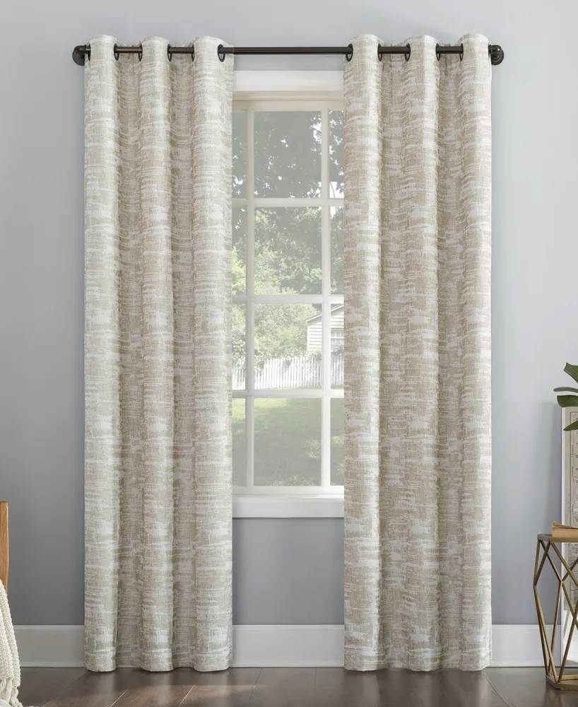 Sun Zero Parrish Distressed Grid Thermal Extreme 100% Blackout Grommet Curtain Panel, 40" x 84"