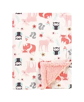 Hudson Baby Girls Plush Mink and Sherpa Blanket