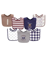 Hudson Baby Infant Boy Cotton Bibs, Football