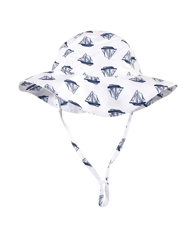 Hudson Baby Boys Sun Protection Hat, Critters Plaid, 0-12 Months