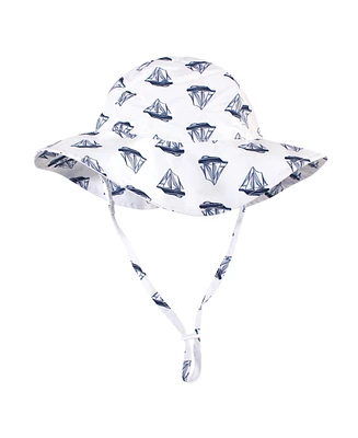 Hudson Baby Boys Sun Protection Hat, Critters Plaid, 0-12 Months