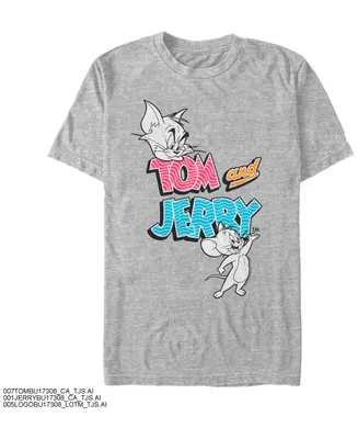 Men's Tom Jerry Pattern Logo W White Characters Short Sleeve T-shirt