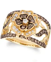 Le Vian Nude Diamond & Chocolate Flower Statement Ring (7/8 ct. t.w.) 14k Gold