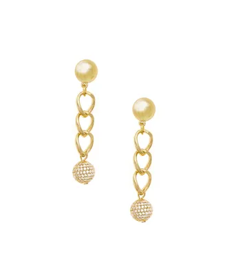 Ettika Gold Plated Chain Crystal Ball Drop Earrings