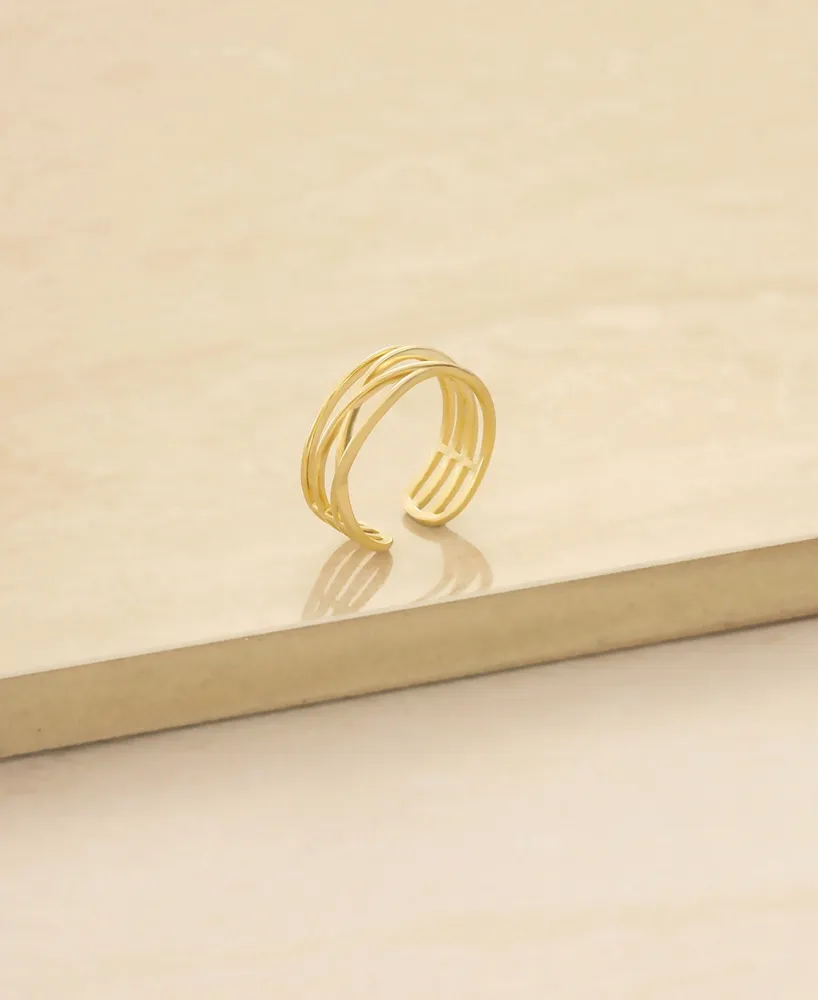 Ettika Open Lines Gold Plated Ring