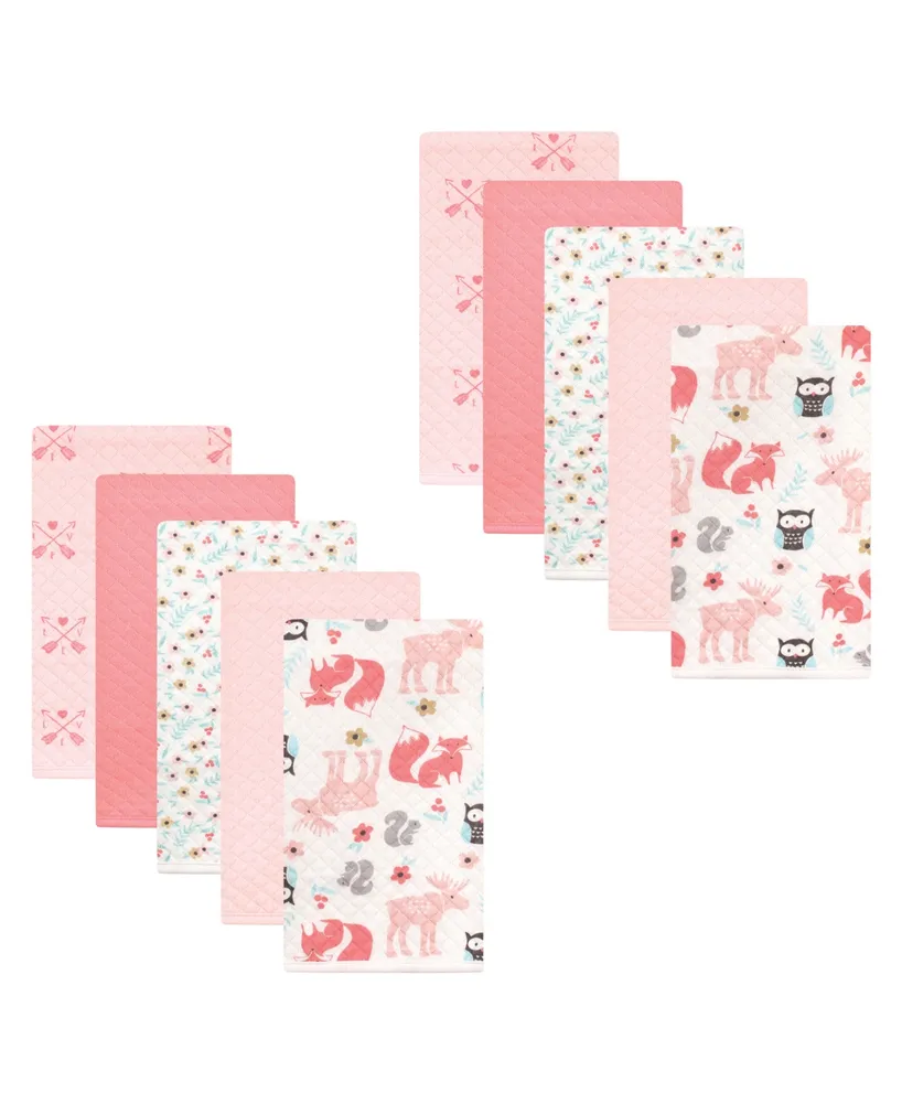 Hudson Baby Infant Girl Quilted Burp Cloths, Girl Forest, One Size