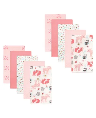 Hudson Baby Infant Girl Quilted Burp Cloths, Girl Forest, One Size