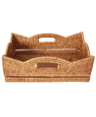 Artifacts Rattan Rectangular Scalloped Shelf Basket