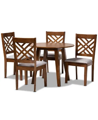 Lilly Modern and Contemporary Fabric Upholstered 5 Piece Dining Set