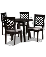 Lilly Modern and Contemporary Fabric Upholstered 5 Piece Dining Set