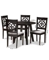 Eliza Modern and Contemporary Fabric Upholstered 5 Piece Dining Set