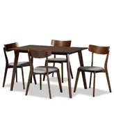 Nori Mid-Century Modern Transitional Fabric Upholstered 5 Piece Dining Set