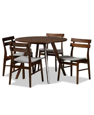 Eiko Mid-Century Modern Transitional Fabric Upholstered 5 Piece Dining Set