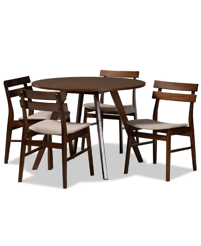 Eiko Mid-Century Modern Transitional Fabric Upholstered 5 Piece Dining Set